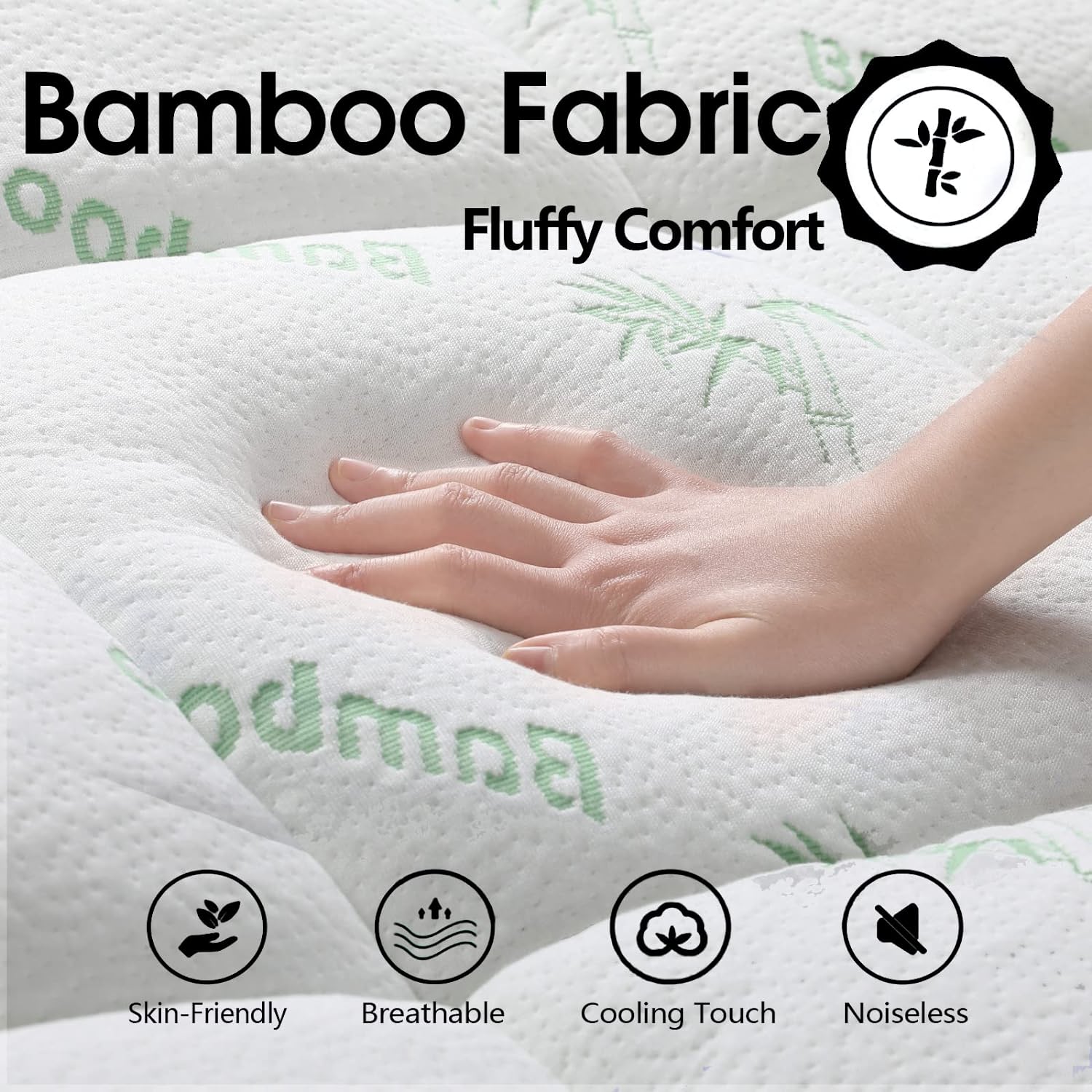 Bamboo Pillowtop Mattress Topper Luxury Bedding Mat Pad Protector Cover King 183 x 203 cm 5