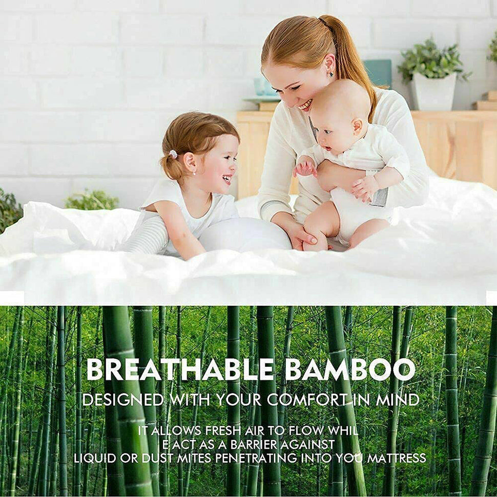 Bamboo Pillowtop Mattress Topper Luxury Bedding Mat Pad Protector Cover Single 90 x 190 cm 12