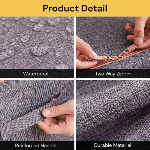 Foldable Storage Box Crushed Steel Frame Clothes Quilt Toys Organizer 24L 3