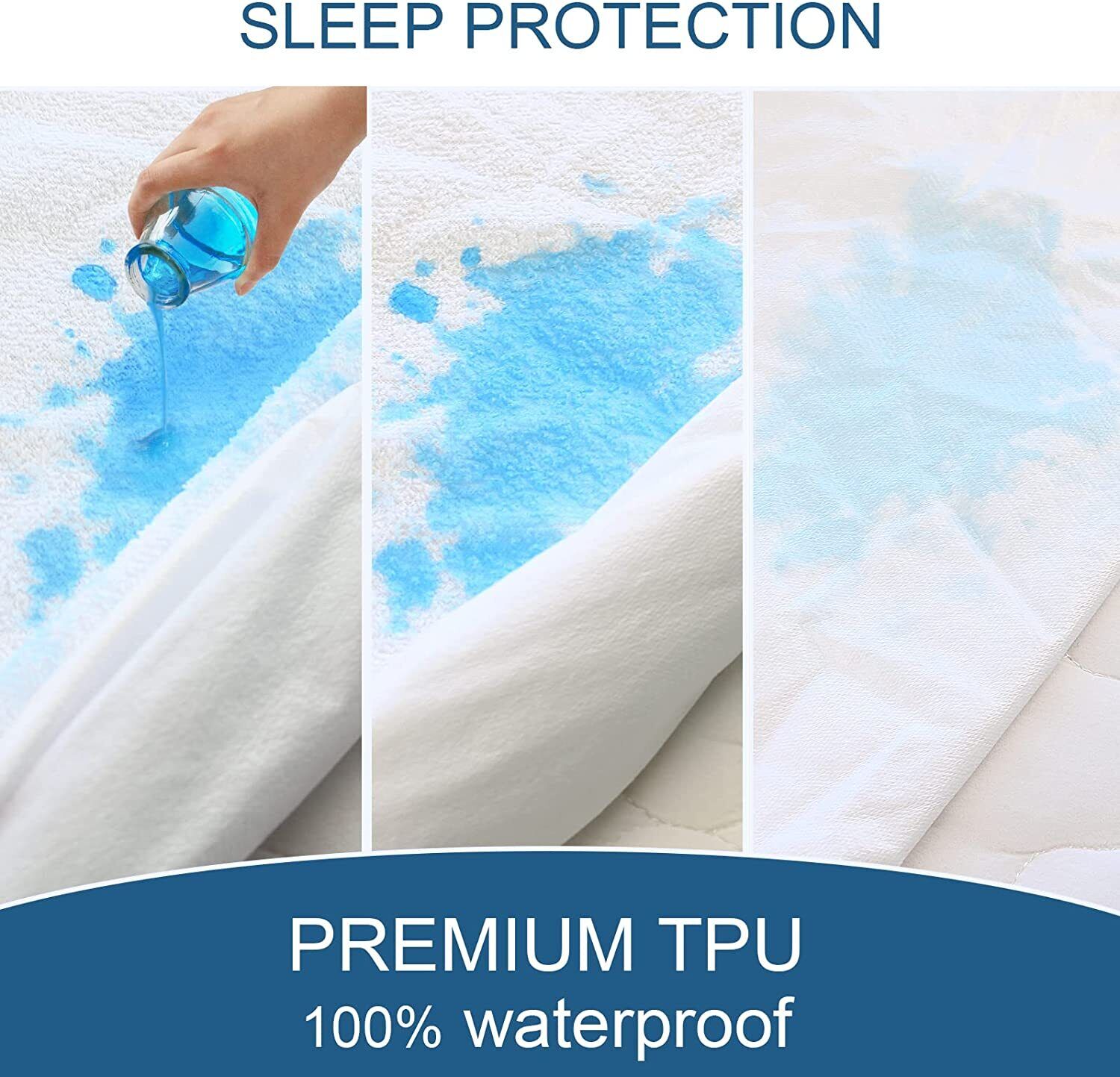 100% Terry Cotton Fitted Mattress Protector Waterproof King 4