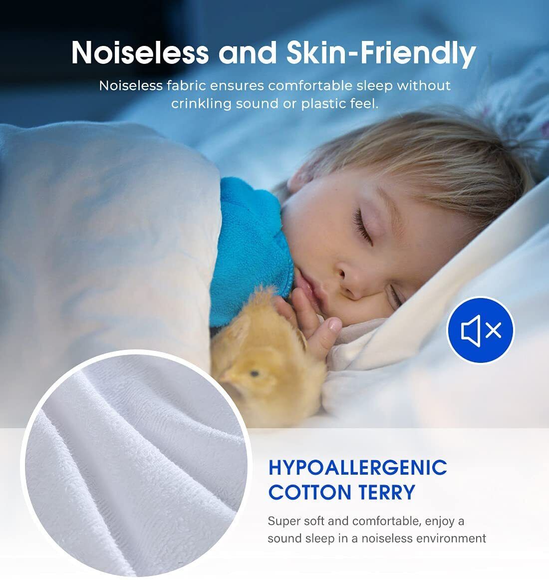 100% Terry Cotton Fitted Mattress Protector Waterproof Queen 7