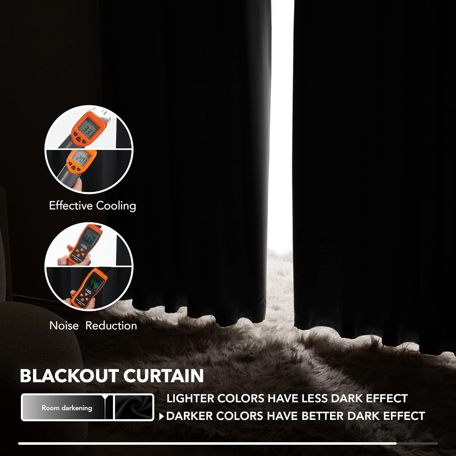 2X Blockout Curtains 100% Blackout Window Curtain Draperies Pair Eyelet 3 Layers 132CM(W) x 160CM(D) 4
