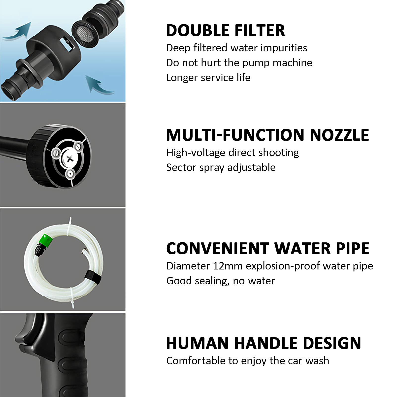 High Pressure Washer  3 in 1 Nozzle Portable Cordless Cleaner Battery Set 21V 10