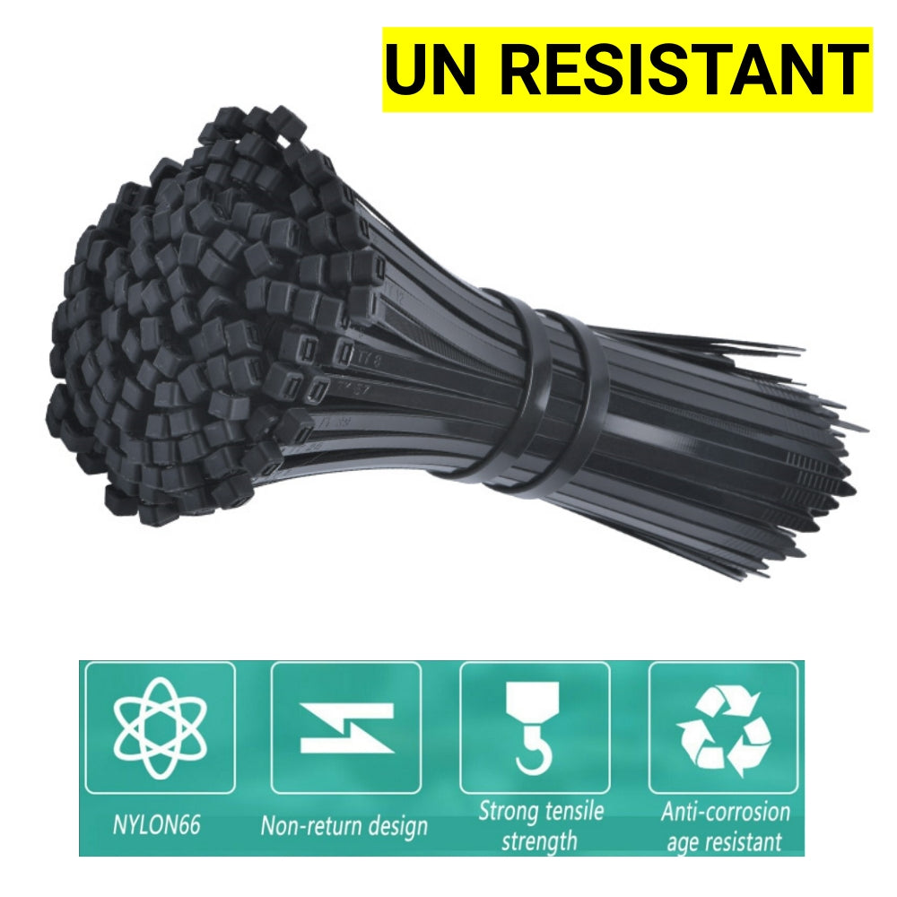 Cable Ties Zip Ties Nylon UV Stabilised 500pc Bulk Black Cable Tie 150mm x 2.5mm 3