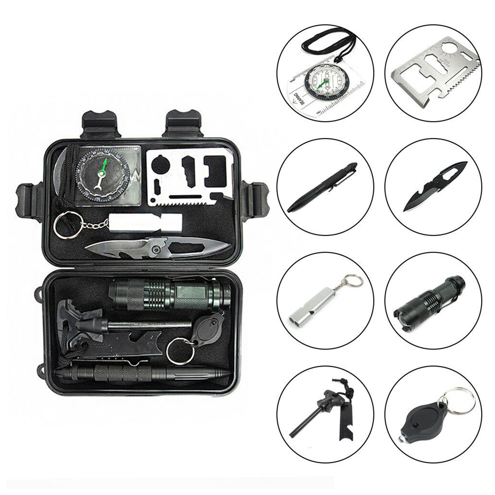 Camping Tool Emergency Survival Equipment Set Outdoor Sport Tactical Hiking Kit 8