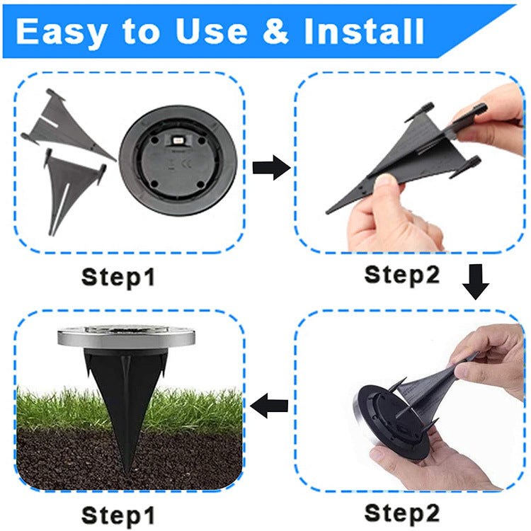 4pcs LED Solar Underground Light Waterproof Color Changing Garden Buried Lamp 6