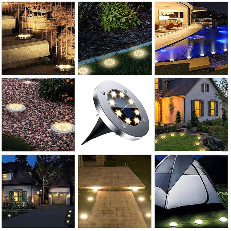 4pcs LED Solar Underground Light Waterproof Color Changing Garden Buried Lamp 8