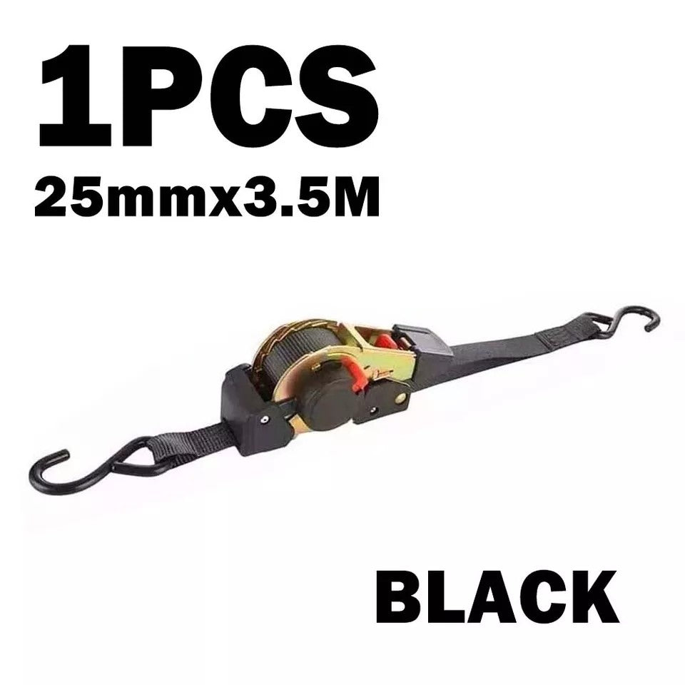 Quick Release Automatic Heavy Duty Retractable Ratchet Tie Down Strap black 25mm*3m 4