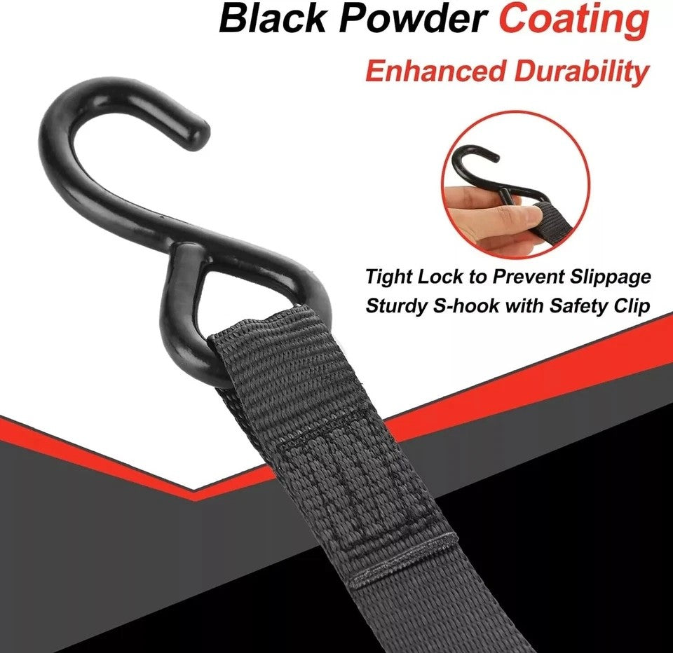 Quick Release Automatic Heavy Duty Retractable Ratchet Tie Down Strap black 25mm*3m 6
