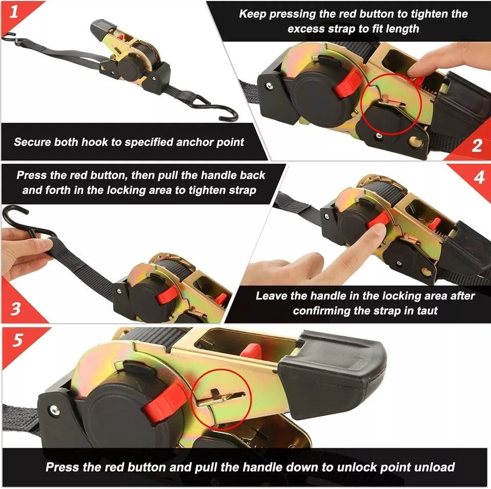 Quick Release Automatic Heavy Duty Retractable Ratchet Tie Down Strap green 25mm*3m 3