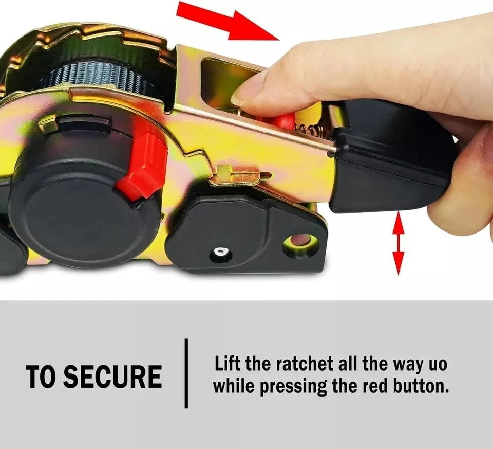 Quick Release Automatic Heavy Duty Retractable Ratchet Tie Down Strap black 50mm*4.5m 8
