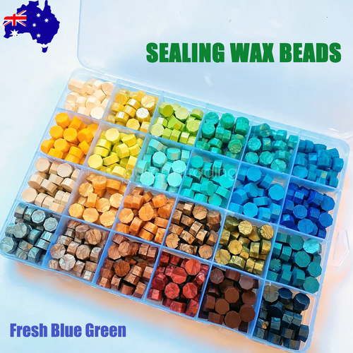 Vintage DIY Octagonal Sealing Wax Tablet Seal Stamp Wax Beads Wedding Invitation bluegreen 1