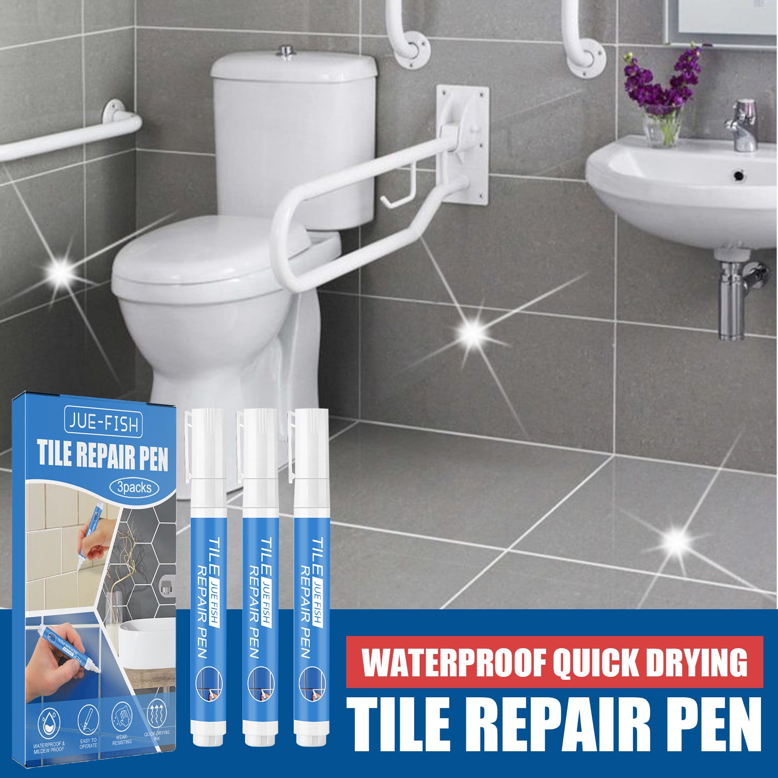 Jue Fish Tile Repair Pen Waterproof Mildew Resistant Tile Repair Pen For Bathroom Floor Crevices