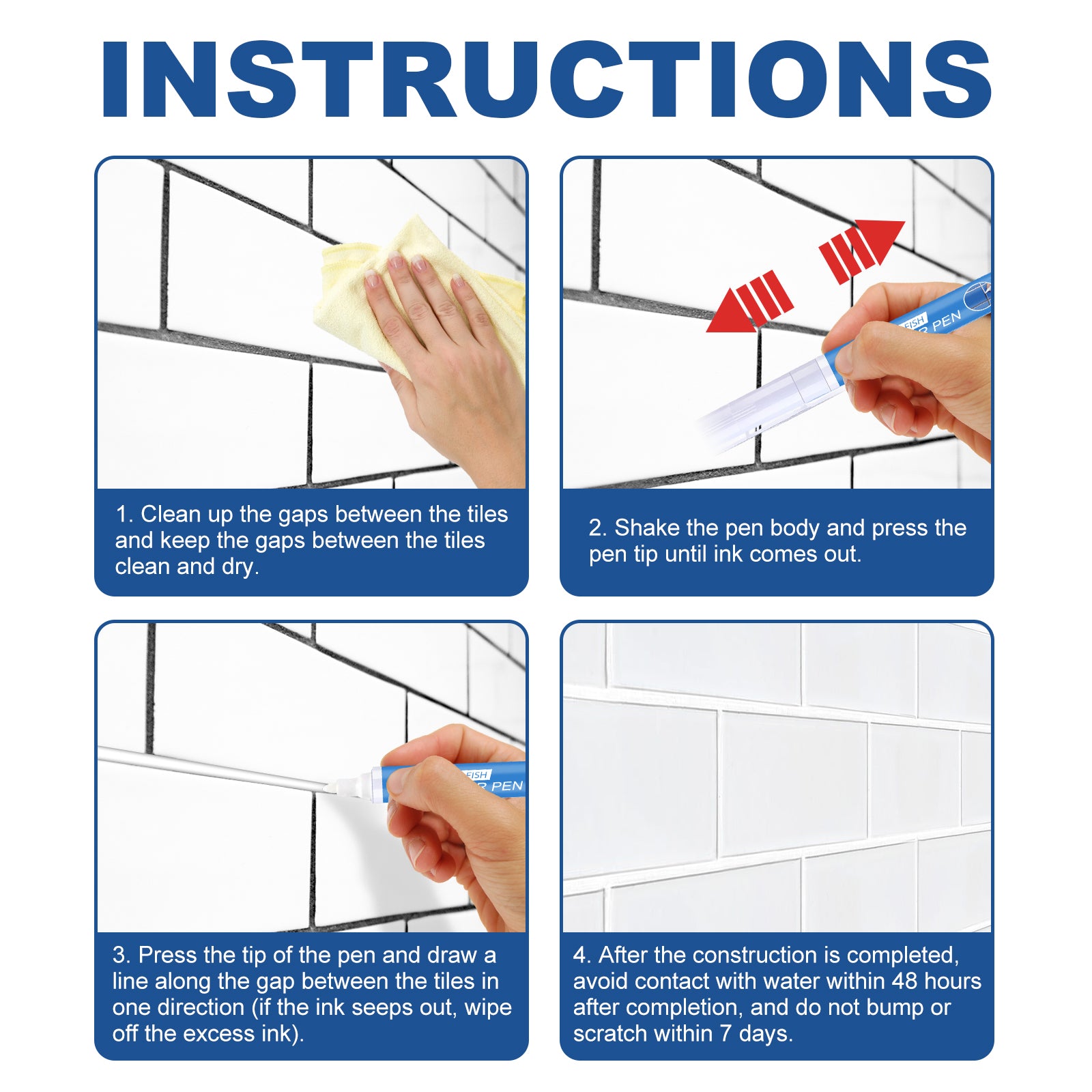Jue Fish Tile Repair Pen Waterproof Mildew Resistant Tile Repair Pen For Bathroom Floor Crevices 4