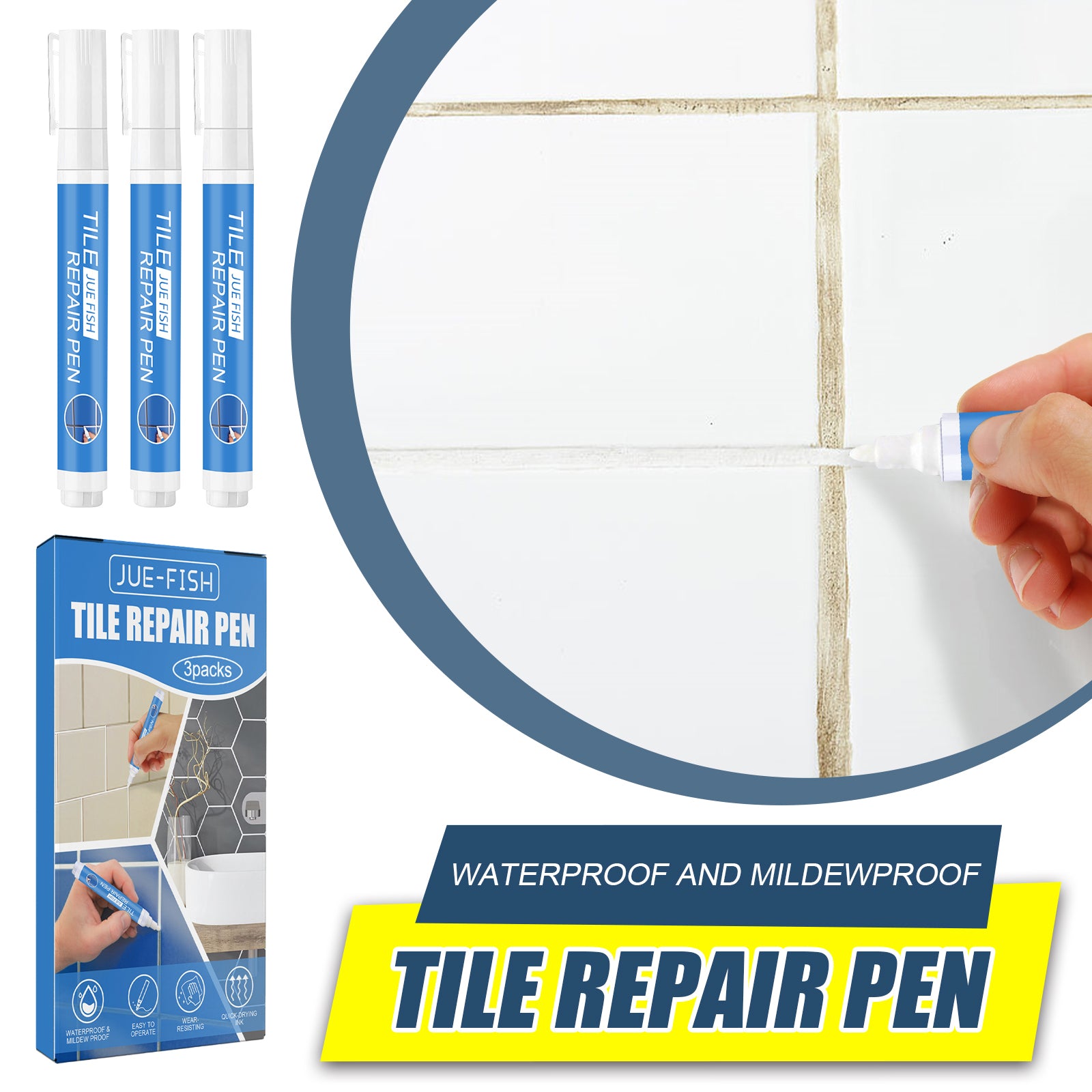 Jue Fish Tile Repair Pen Waterproof Mildew Resistant Tile Repair Pen For Bathroom Floor Crevices 5