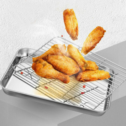 1pc Stainless Steel Baking Pan Toaster Oven Pans Grid Baking Dish BBQ Cookie Cake, 30*24cm 4