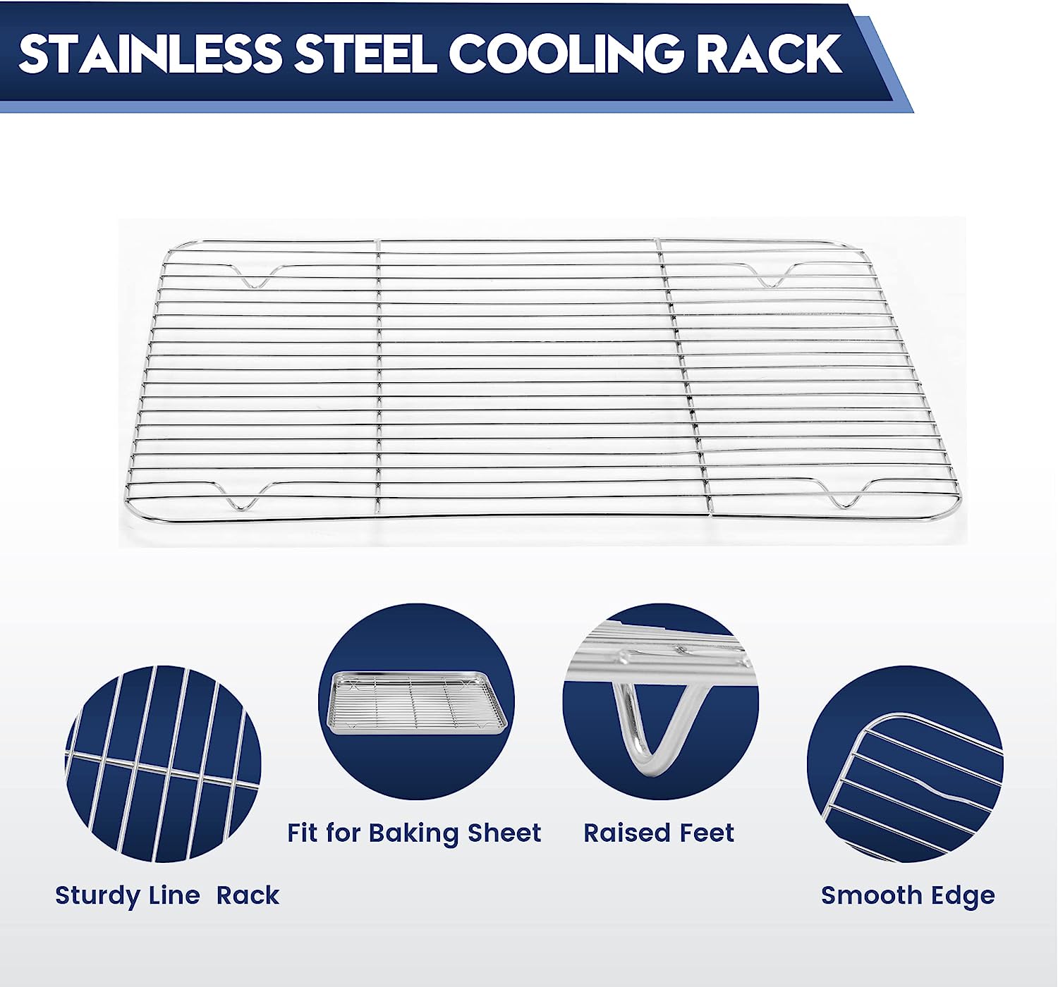 1pc Stainless Steel Baking Pan Toaster Oven Pans Grid Baking Dish BBQ Cookie Cake, 30*24cm 6