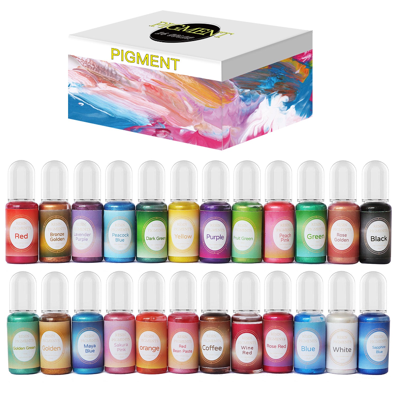 24PcS Resin Liquid Pigment Colorant Pearl Coloring Dye Epoxy Resin Colorant DIY 3