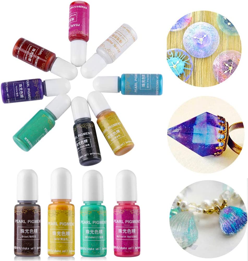 12PcS Resin Liquid Pigment Colorant Pearl Coloring Dye Epoxy Resin Colorant DIY 4
