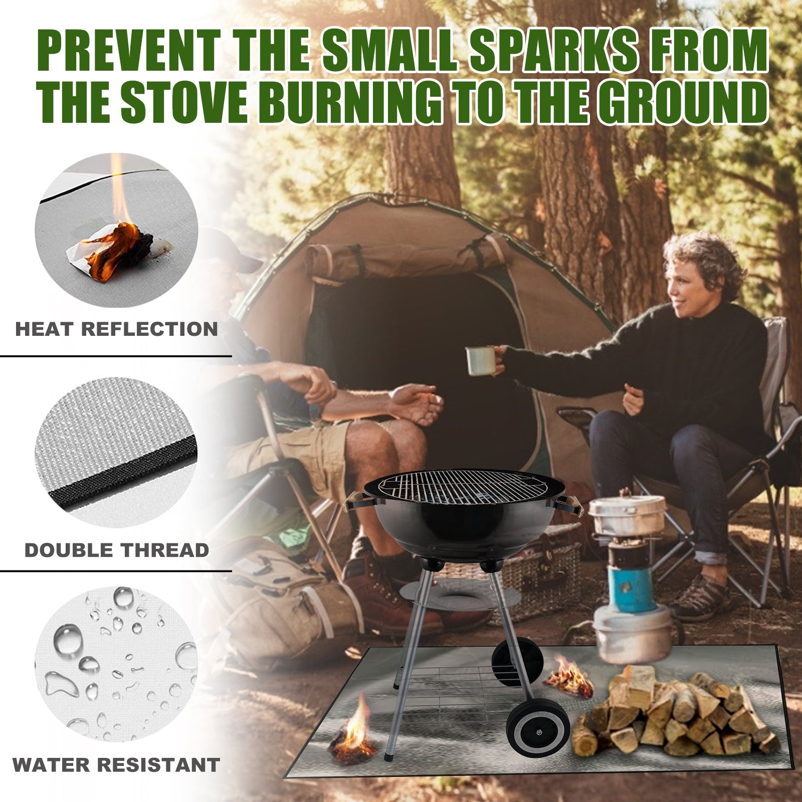 Yegbong Fireproof Mat, Outdoor Lawn Terrace Barbecue Fireproof Silver Rectangular Protective Mat 4