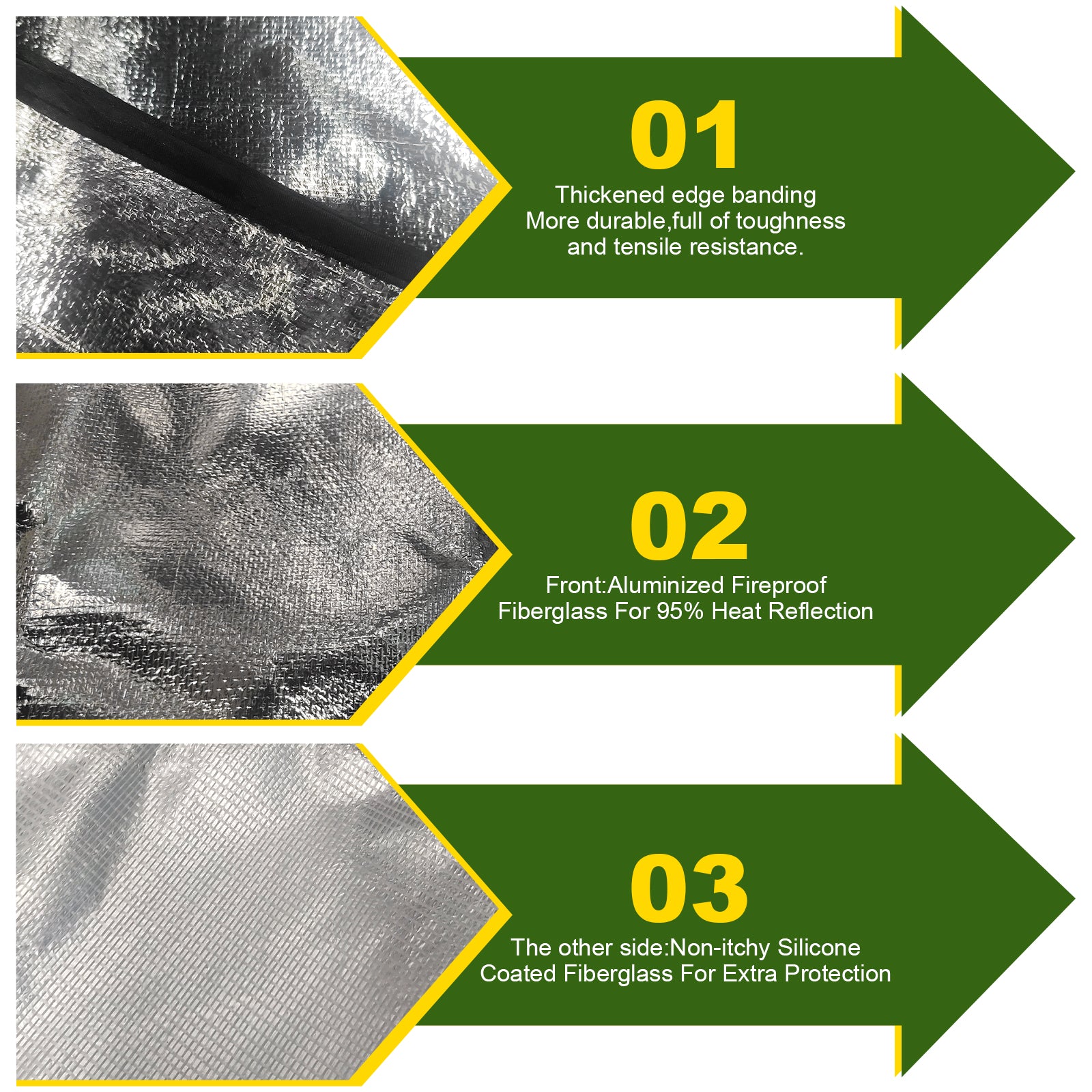 Yegbong Fireproof Mat, Outdoor Lawn Terrace Barbecue Fireproof Silver Rectangular Protective Mat 8