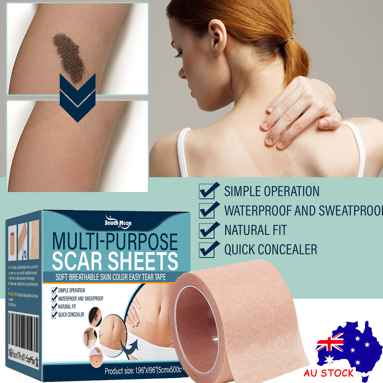 South moon Birthmark Skin Tone Concealer, Cover Body Scars Tattoo Spots Waterproof Color Masking Tape