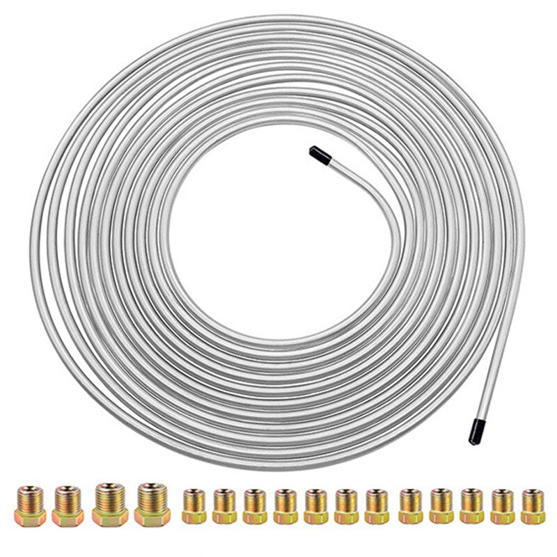2 Packs 3/16 inch Brake Line Kit 25Ft Tube Rolls Zinc Steel with 32 Fittings NEW 3