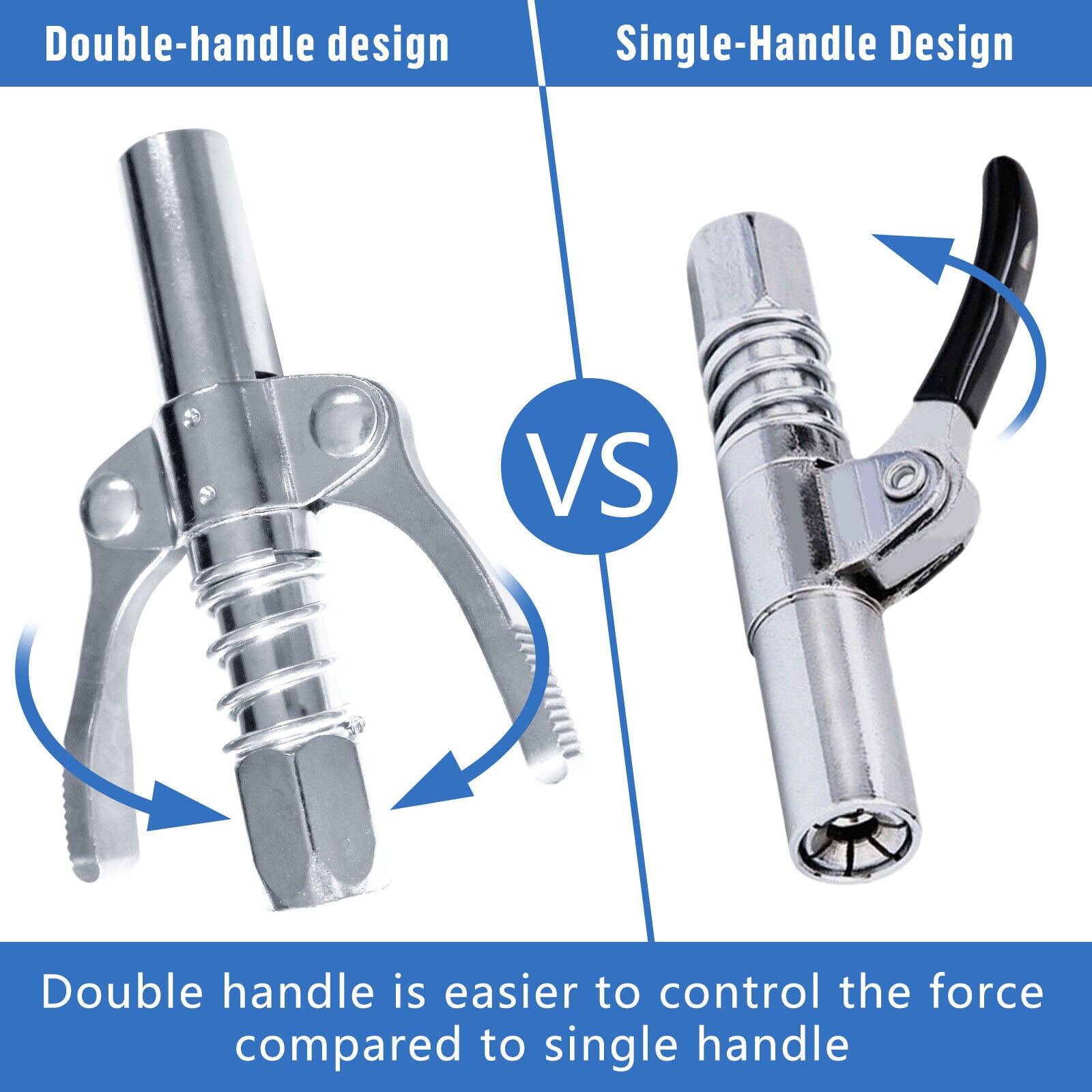Grease Gun Coupler High Pressure Quick Release Lock Nozzles w/Hose For 1/8"NPT 8