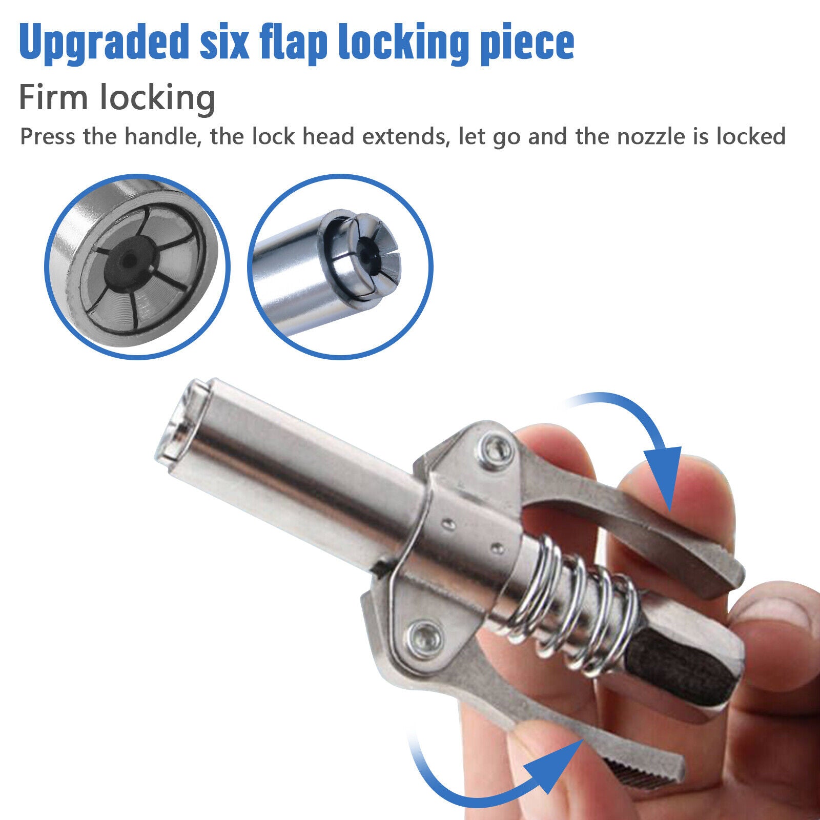 Grease Gun Coupler High Pressure Quick Release Lock Nozzles w/Hose For 1/8"NPT 11