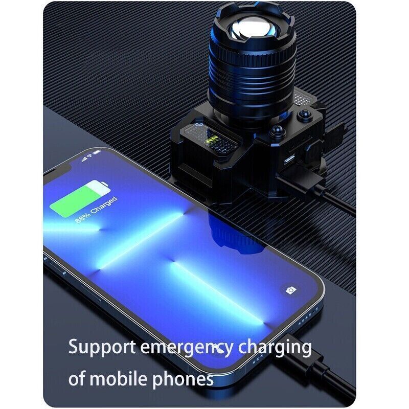 900000LM LED Headlamp Rechargeable Headlight Zoomable Head Torch Lamp Flashlight 7