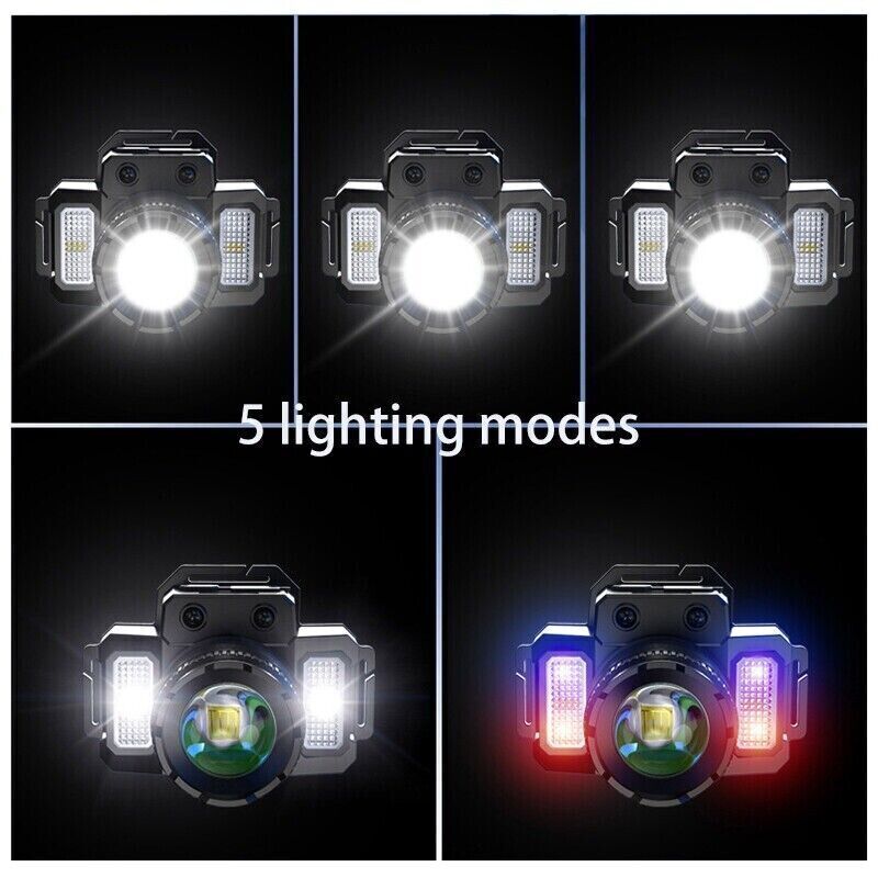 900000LM LED Headlamp Rechargeable Headlight Zoomable Head Torch Lamp Flashlight 11