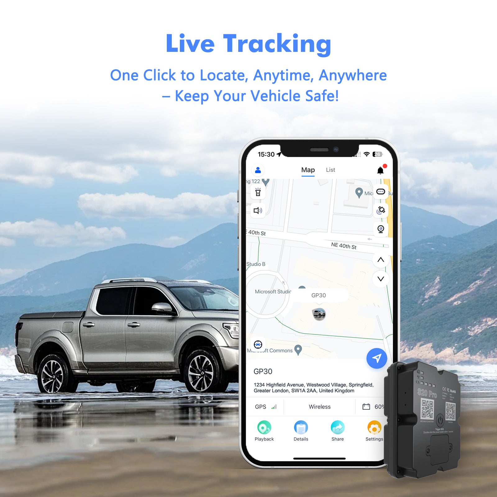 4G GPS Tracker for Car/Moto/Luggage - Waterproof, Real-time Tracking 30 Days Battery Life, Remote Control via Free Trial App. 10