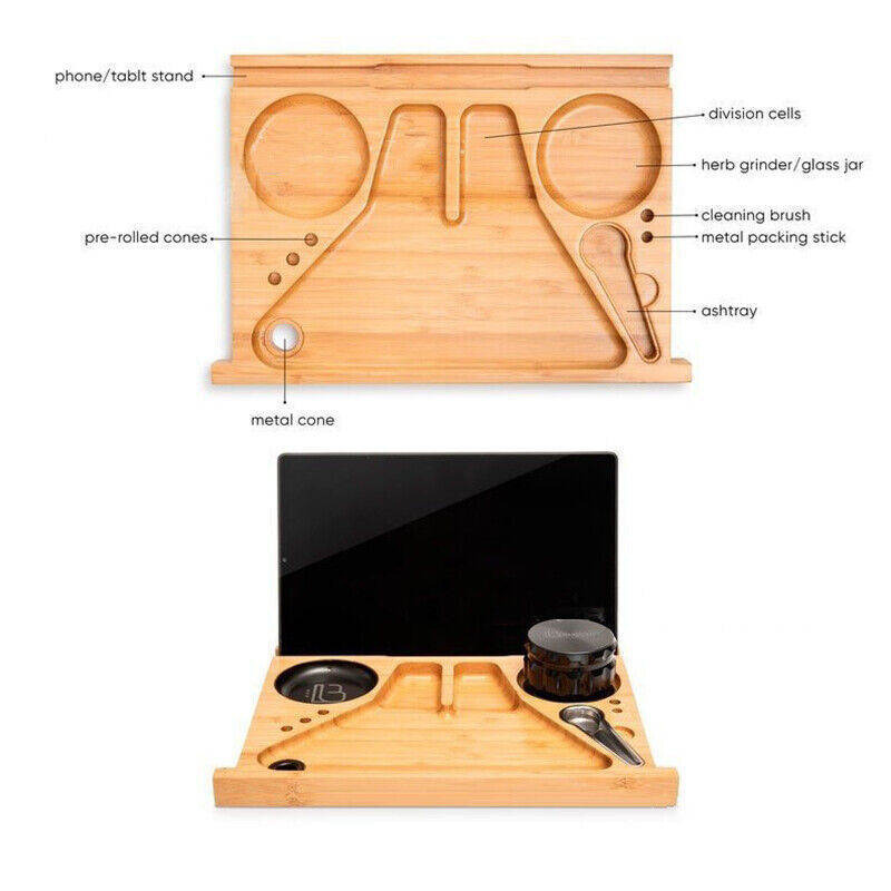 Wooden Storage Chest With Movable Tray Wood Lockable Stash Box Rolling Tray Gift 3