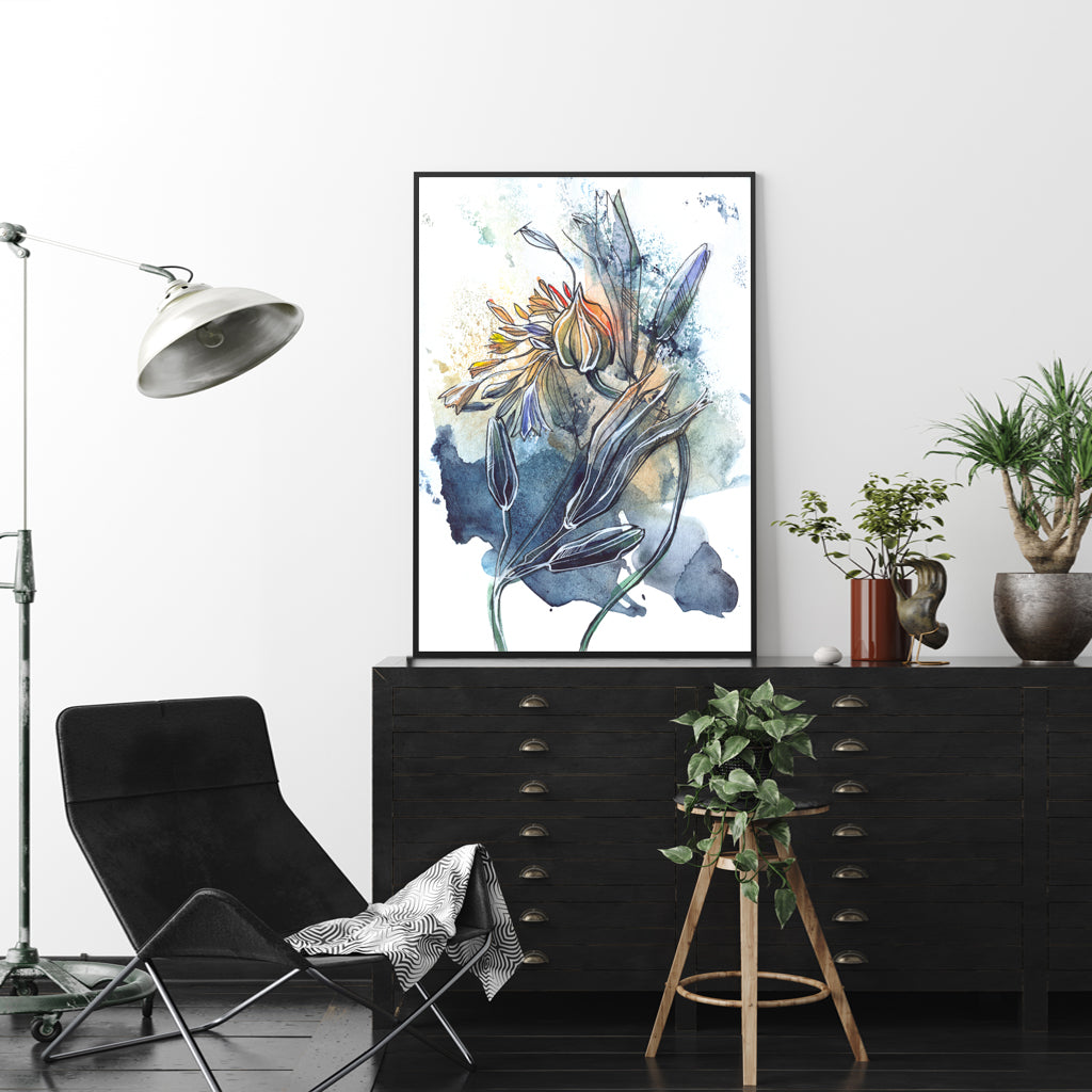 Wall Art 60cmx90cm Watercolor Style Abstract Flower 3 Sets Black Frame Canvas 4