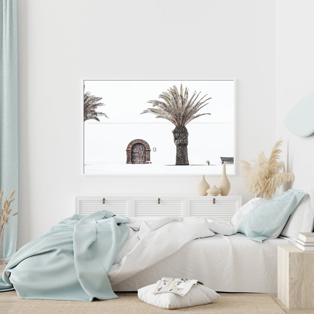 Wall Art 50cmx70cm European Palm Tree White Frame Canvas 3