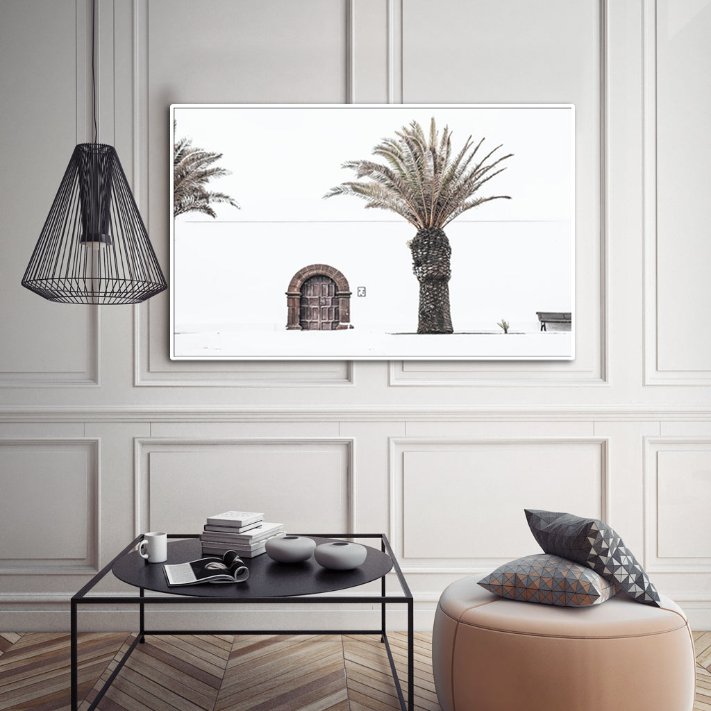 Wall Art 70cmx100cm European Palm Tree White Frame Canvas 4
