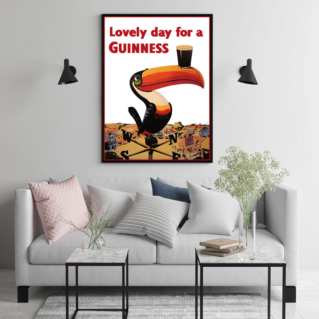 Wall Art 70cmx100cm Beer Lovely Day For A Guinness Black Frame Canvas 3