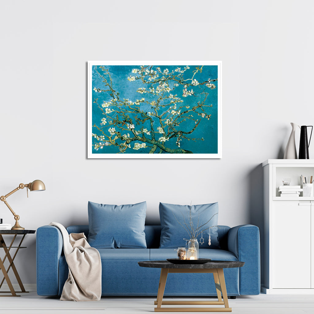 Wall Art 60cmx90cm Van Gogh Almond Blossom White Frame Canvas 3