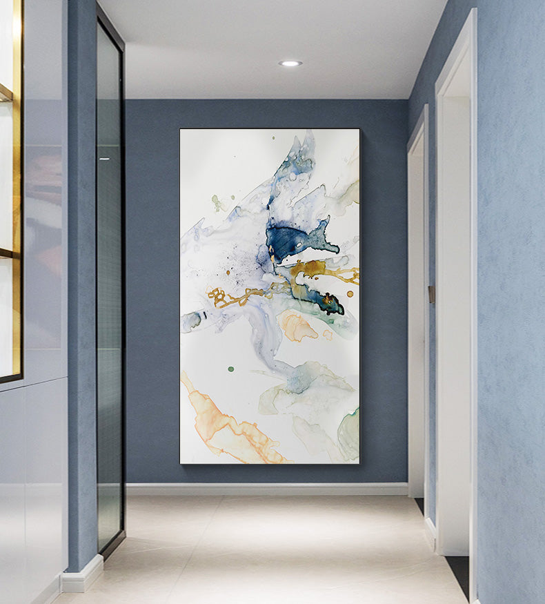 Wall Art 40cmx80cm Abstract Watercolour Style Black Frame Canvas 4