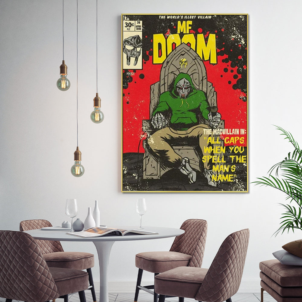 Wall Art 60cmx90cm MF DOOM Music Gold Frame Canvas 3