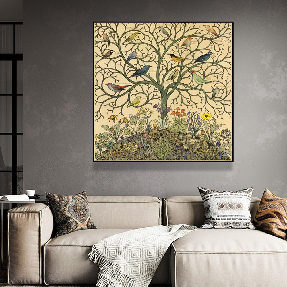 Wall Art 90cmx90cm Tree Of Life Black Frame Canvas 3
