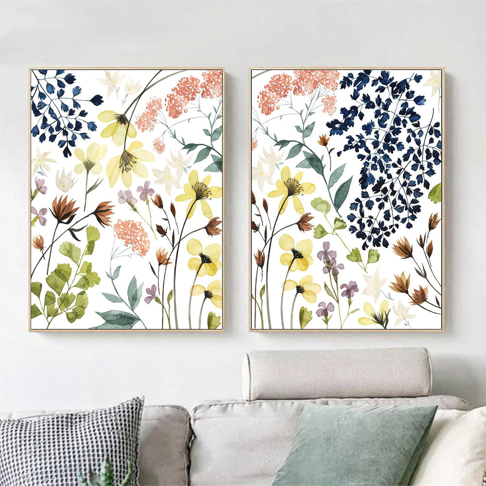 Wall Art 40cmx60cm Flower Composition 2 Sets Gold Frame Canvas 3