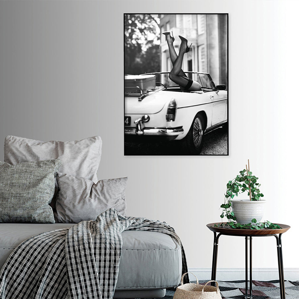 Wall Art 50cmx70cm High Heels in Classic Car Black Frame Canvas 3