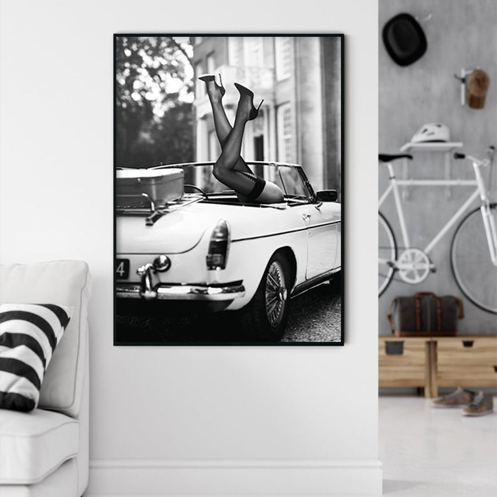 Wall Art 60cmx90cm High Heels in Classic Car Black Frame Canvas 4