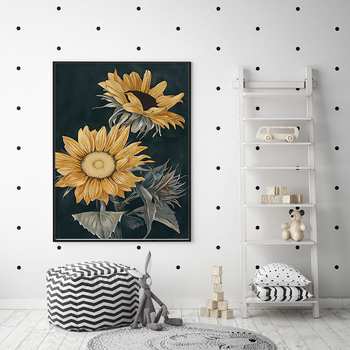 Wall Art 70cmx100cm Sunflowers Black Frame Canvas 4