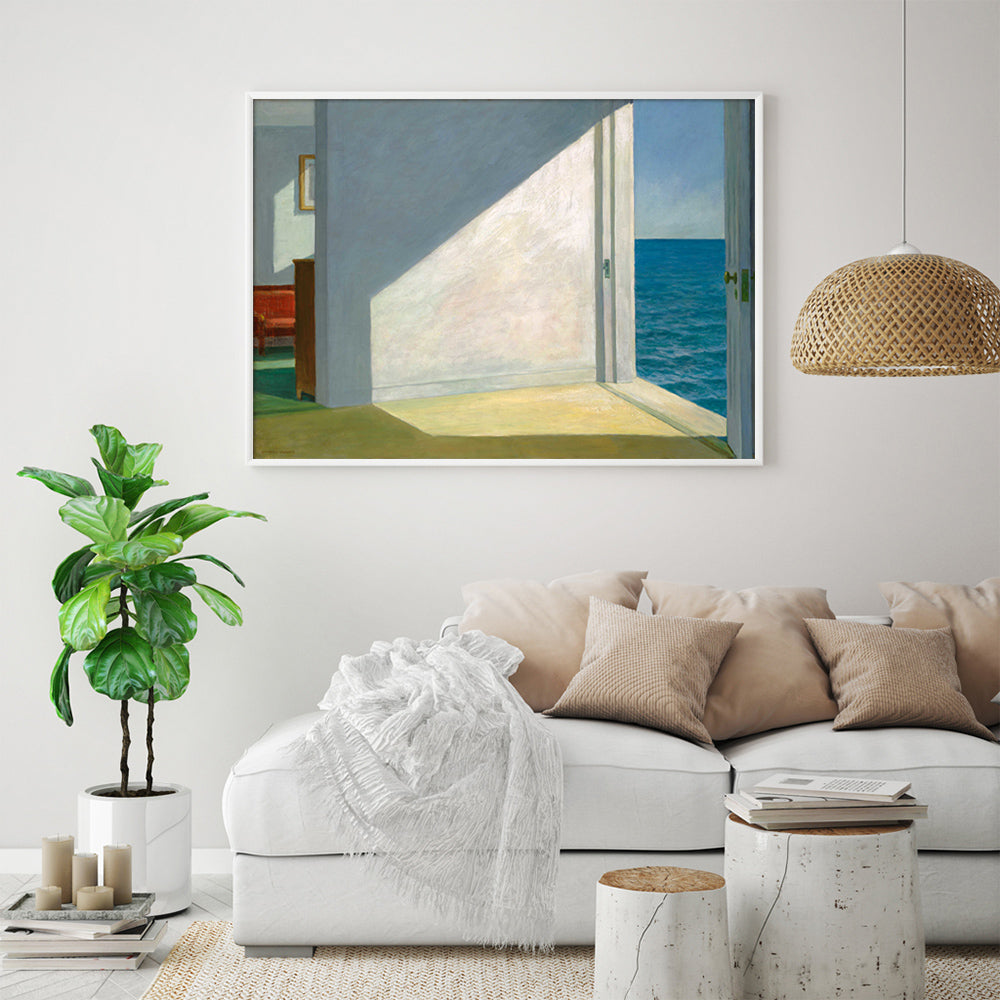 Wall Art 50cmx70cm Room By The Sea By Edward Hopper White Frame Canvas 3