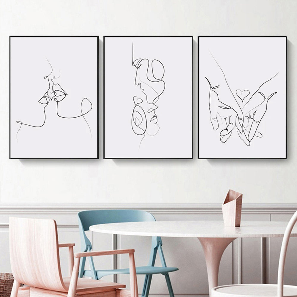 Wall Art 40cmx60cm Couples 3 Sets Black Frame Canvas 3