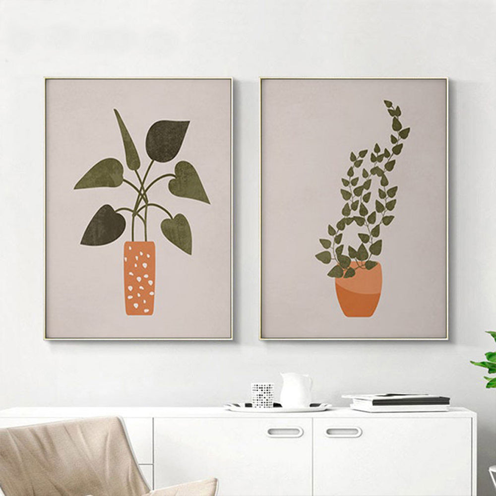 Wall Art 60cmx90cm Boho Botanical Art 2 Sets Gold Frame Canvas 3