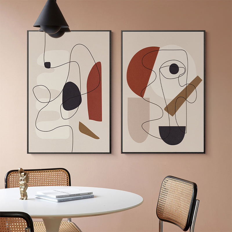 Wall Art 40cmx60cm Abstract Line Art By Picasso 3 Sets Black Frame Canvas 4