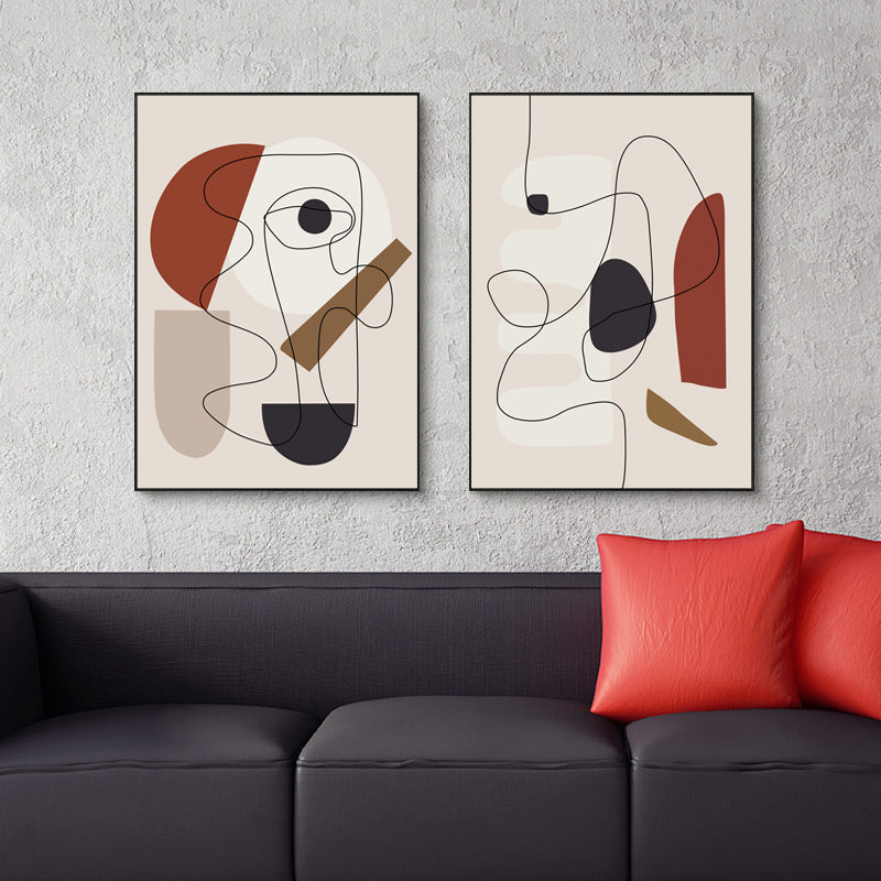 Wall Art 50cmx70cm Abstract Line Art By Picasso 3 Sets Black Frame Canvas 3